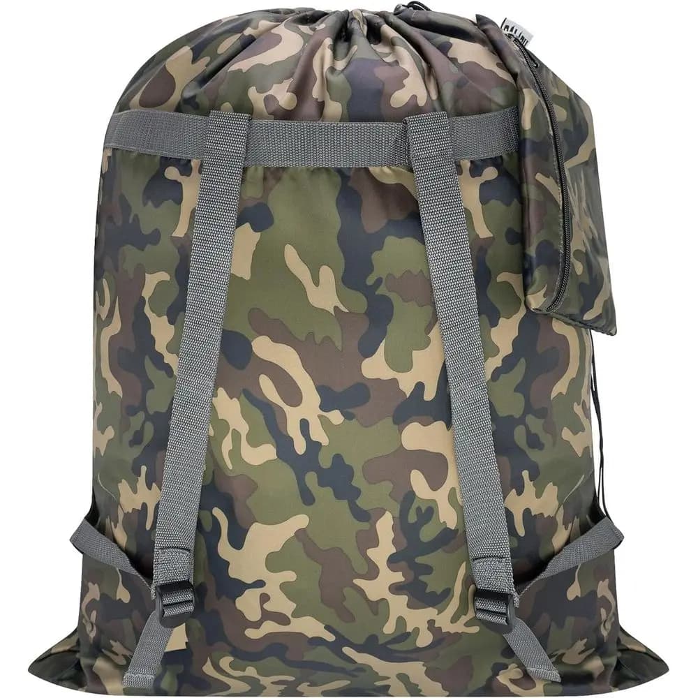 Large Laundry Bag Backpack, 27” x 34” Sturdy Laundry Bag with Shoulder Straps, D-Ring Closure, Heavy Duty, Oldable, Laundry Back