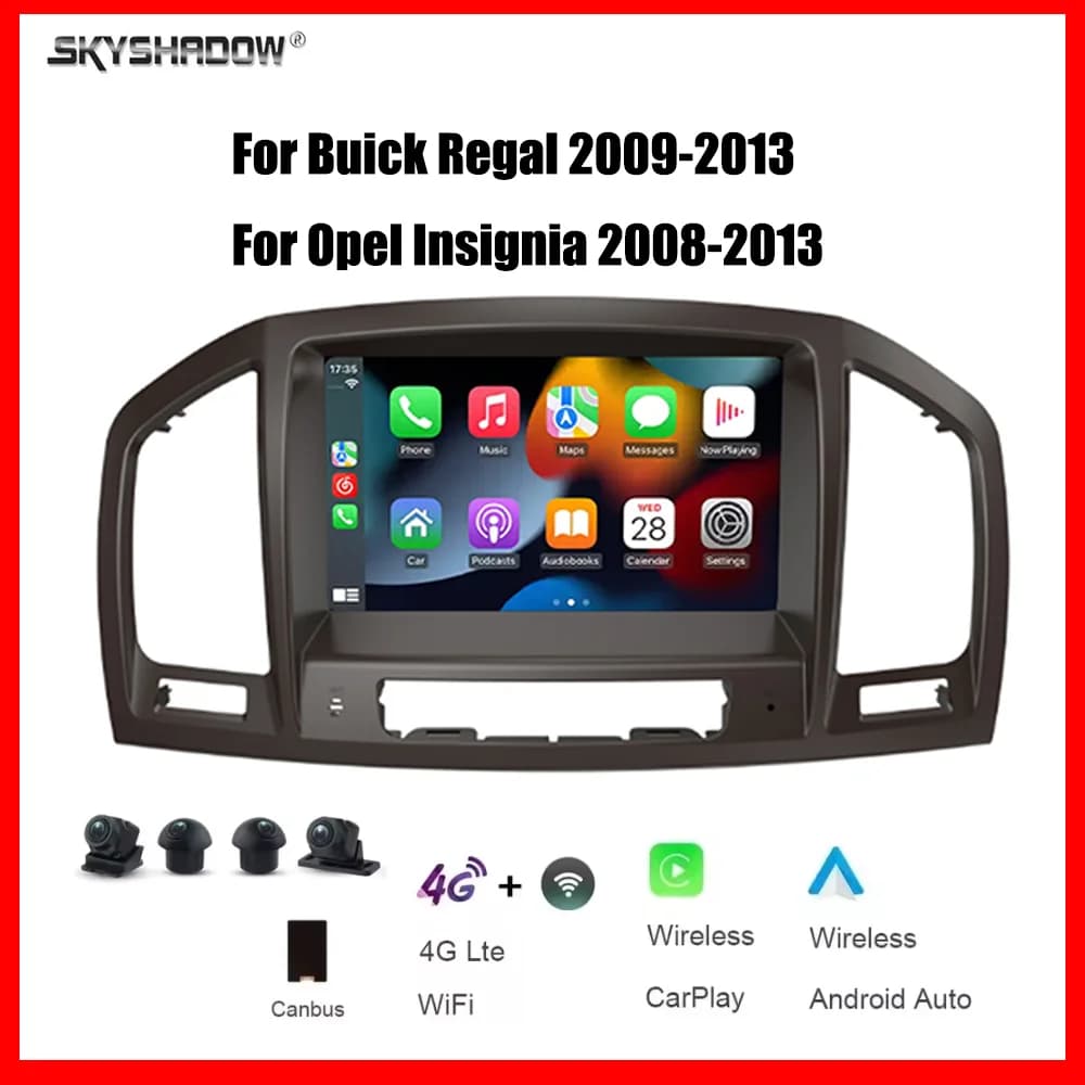 Autoradio multimediale per auto da 8 pollici con CarPlay Android 15, 8 core, 12G+256G, navigatore GPS per Buick Regal Opel Insignia 2009-2013