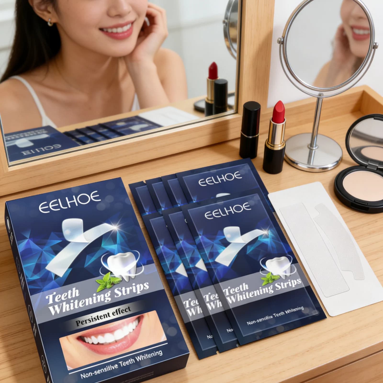 Strisce Sbiancanti per Denti EELHOE, Rimozione Macchie e Placca, Sbiancamento Naturale, Strisce Delicate per Sbiancamento Dentale
