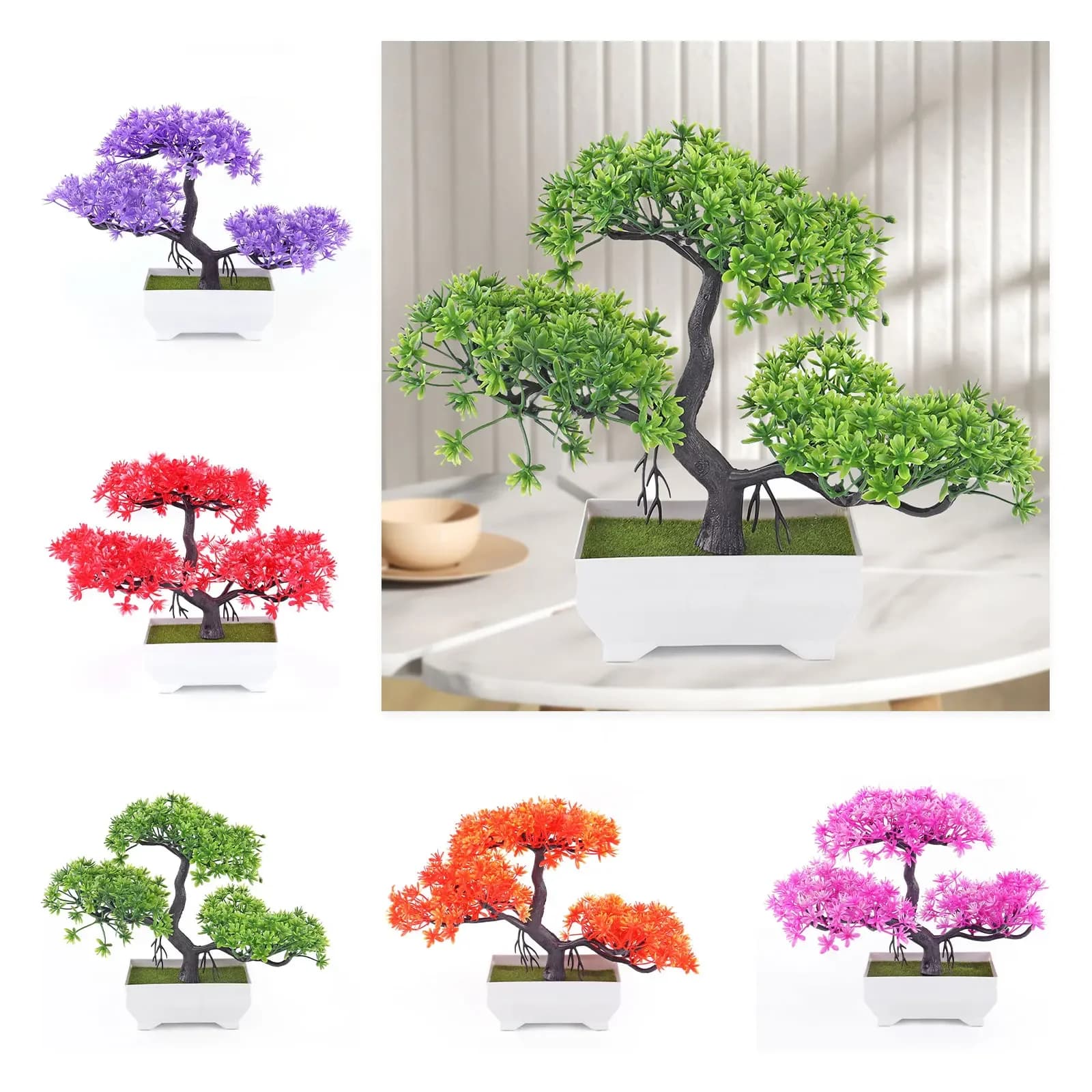 Pianta Artificiale a Forma di Palla di Neve con Ciliegie, Bonsai in Vaso, Piccolo Albero Decorativo per Casa, Ornamento Floreale Creativo, Mini Sfera