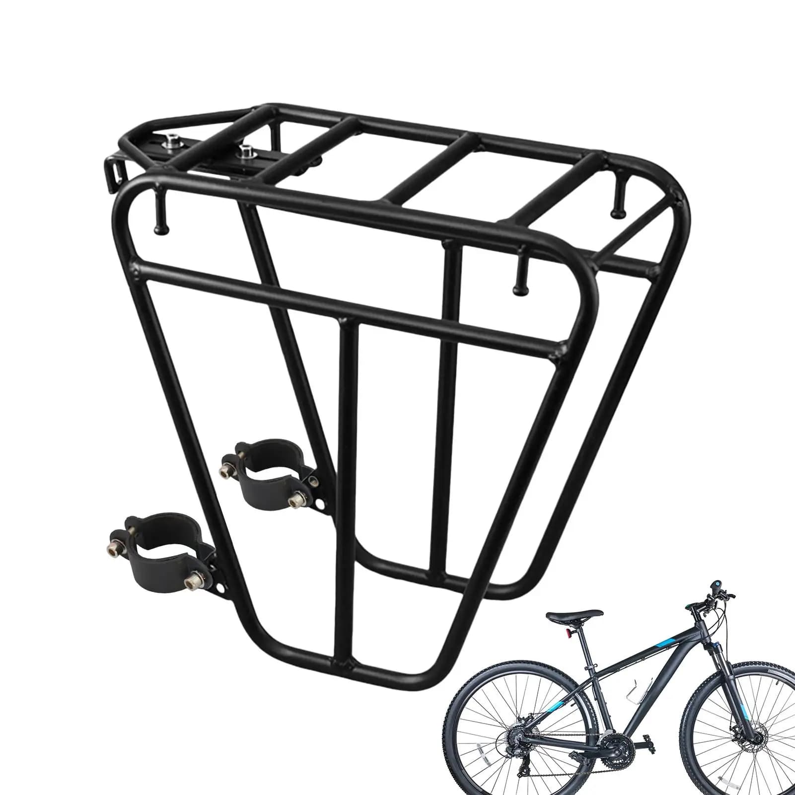 Portapacchi anteriore per bici da ciclismo Portapacchi per bicicletta Portante da 25 kg Borsa portabiciclette Staffa per mensola per bagagli Portapacchi anteriore per bicicletta in acciaio