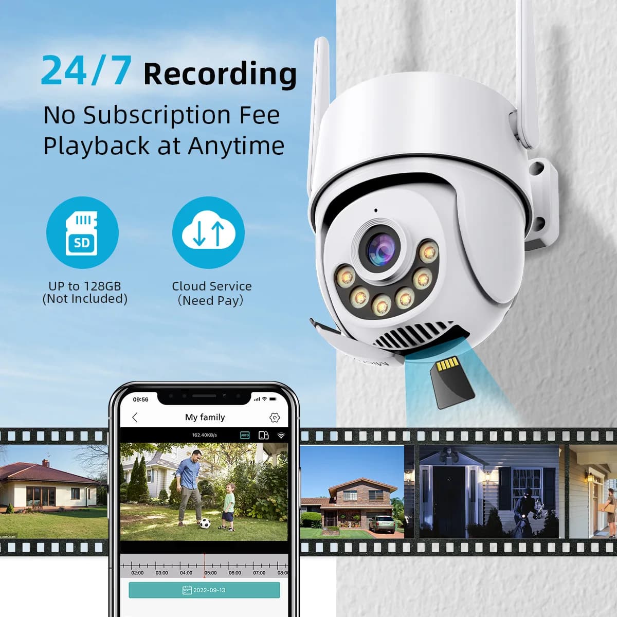 4MP UHD iCsee APP Full Color Motion Detection WIFI PTZ IP Dome Camera AI Humanoid Home Security CCTV Intercom Baby Monitor