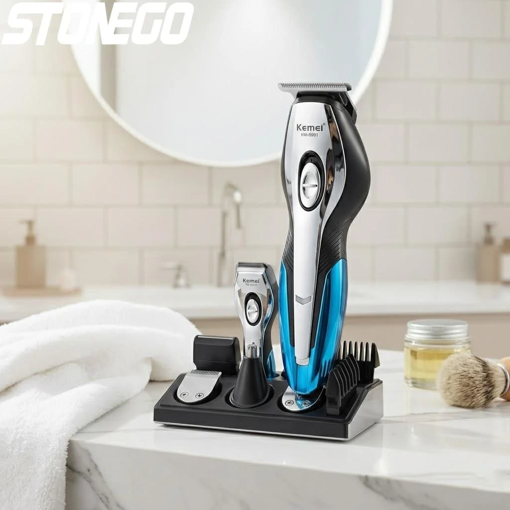 Kit di Toelettatura Ricaricabile Senza Fili 11 in 1 per Uomo, Regolabarba e Tagliacapelli, Strumenti per la Rimozione dei Peli