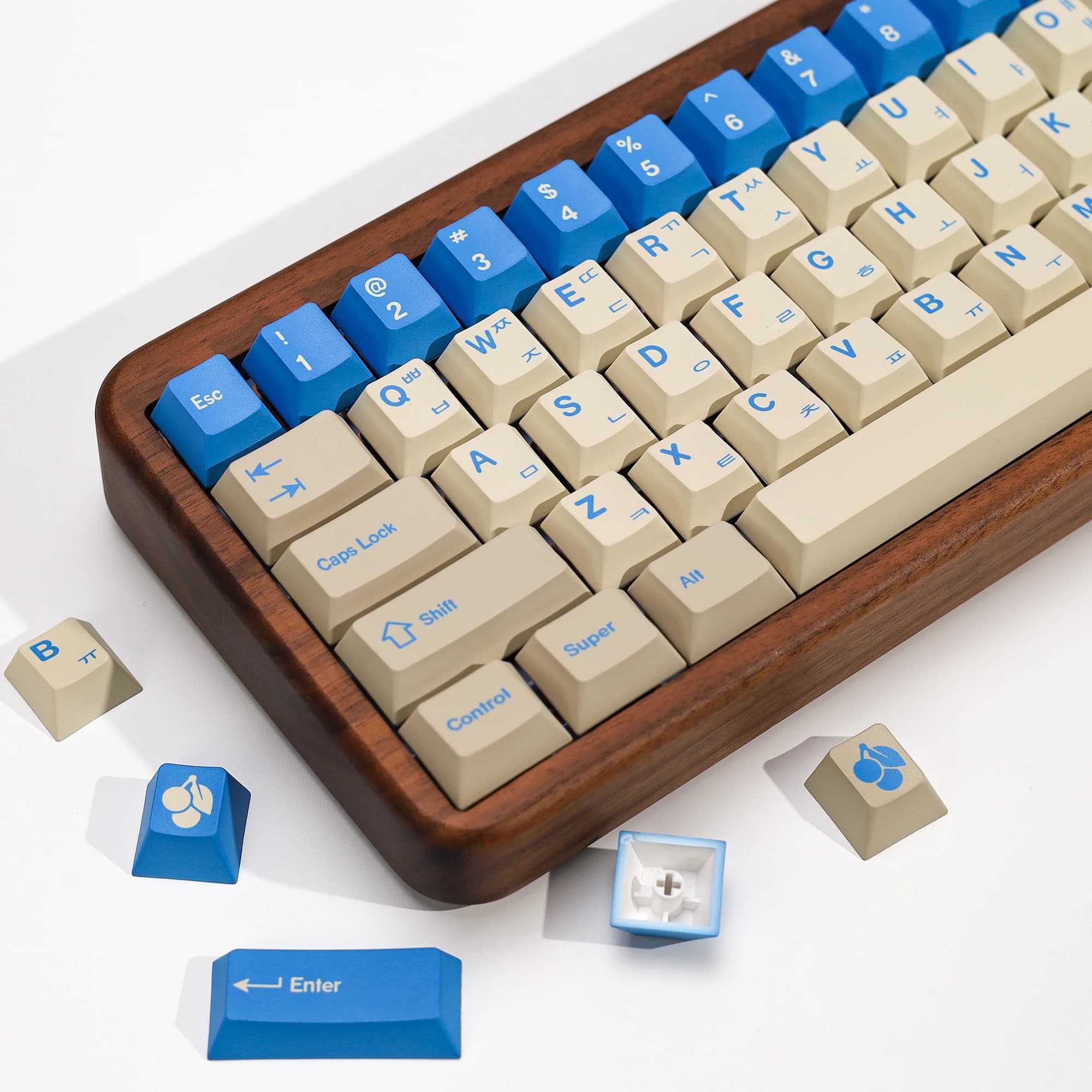 KBDiy Clone GMK Copritasti Coreano GMK Blu Avviso Retro Alice ISO Keycap Cherry Profilo Per 60 Wooting Magnetico Tastiera Meccanica