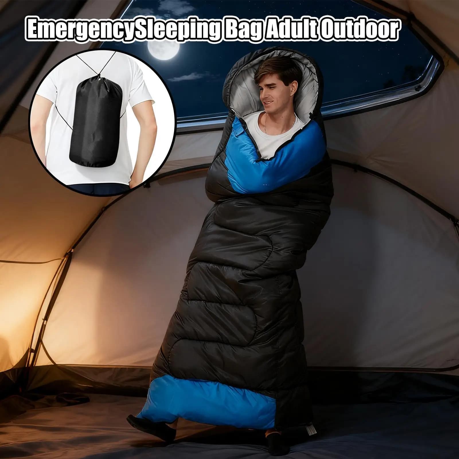 Adult sleeping bag Outdoor camping fur bags Backpack for hikers Survivors Travellers in wild nature
