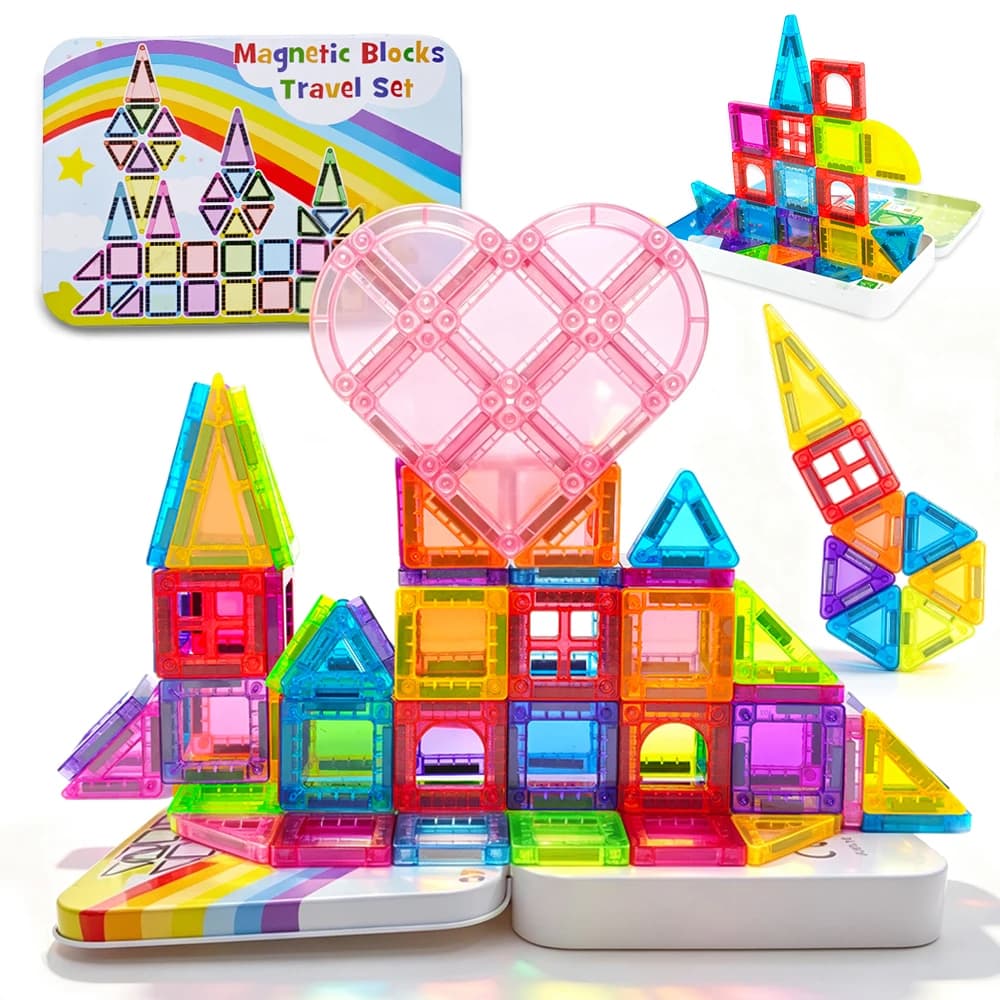 Montessori Educational STEM Toys Magnetic Building Blocks Children DIY Model Construction Sets Magnetic Tiles For 3+ Kids Gifts