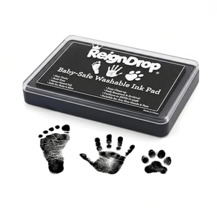 Baby Ink Pad for Hand and Footprints, Non-Toxic Acid-Free Keepsake Kit, Smudge-Proof Archival Ink Wipes Off Skin, for Scrapbook
