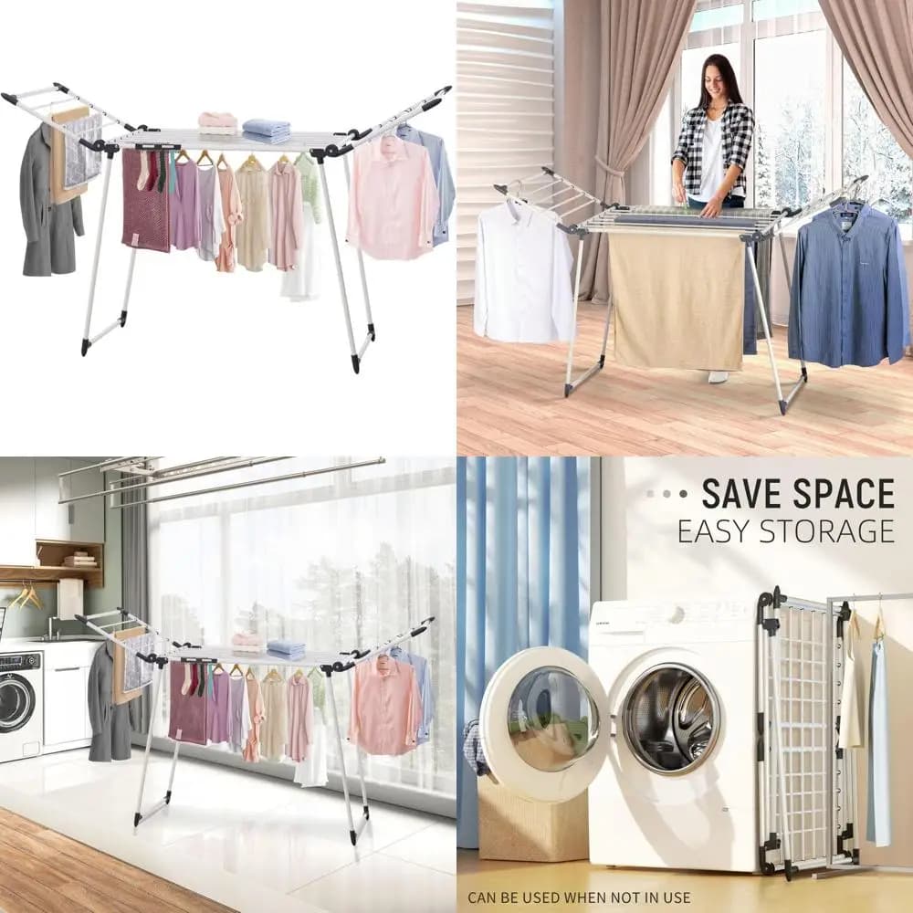 Stendibiancheria pieghevole, design salvaspazio, include clip per calzini, ideale per vestiti, asciugamani e biancheria da letto