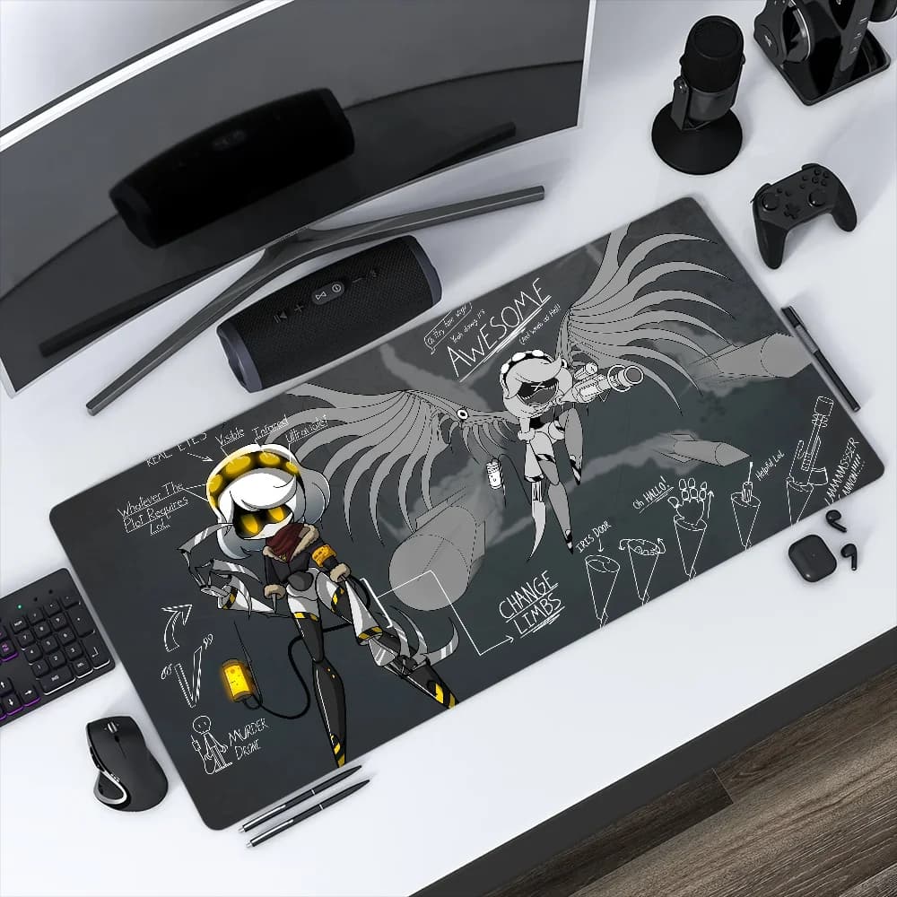 Tappetino per Mouse Horror Antiscivolo, Design D-Drones, per Ufficio, Studenti e Gaming, Grande e Spesso, con Bordo Cucito