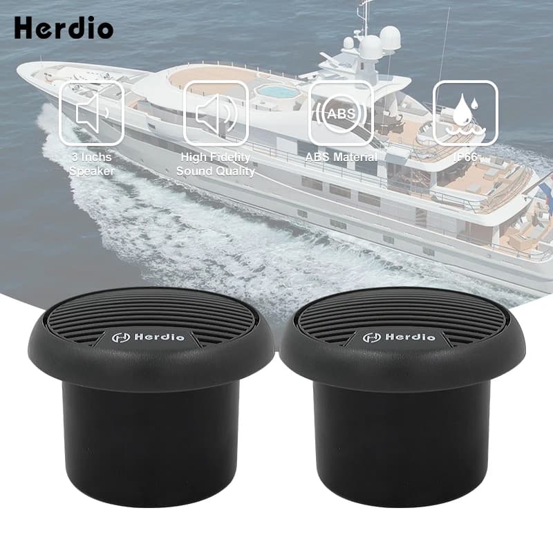 Herdio 3'' Waterproof Marine Speakers 2 Way Full Range Audio Stereo System Motorcycle Speaker With MAX Power 140W For Boat Car