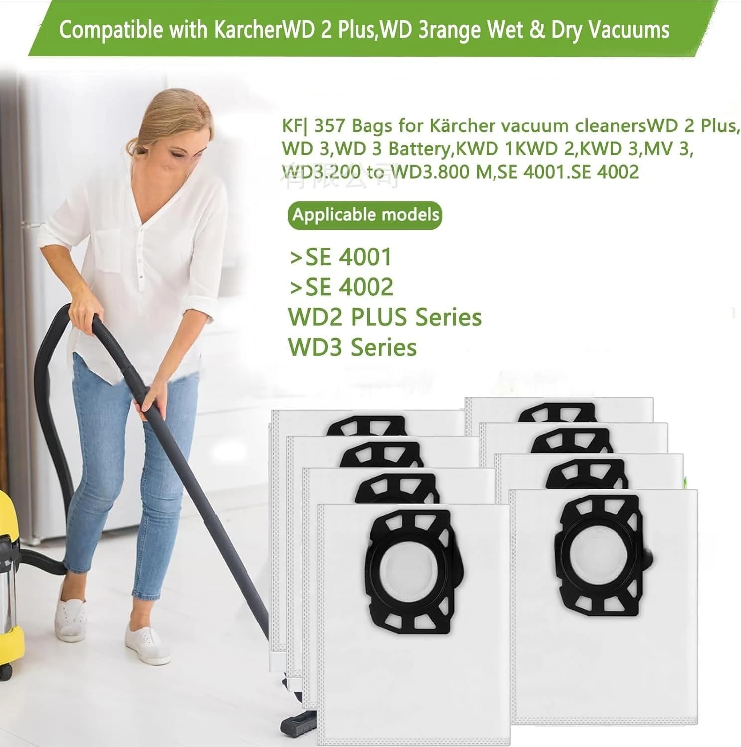 Adatto per sacchetto raccoglipolvere Karcher WD3/MV3/KD3/WD2/SE4001, sacchetto per aspirapolvere Karcher.