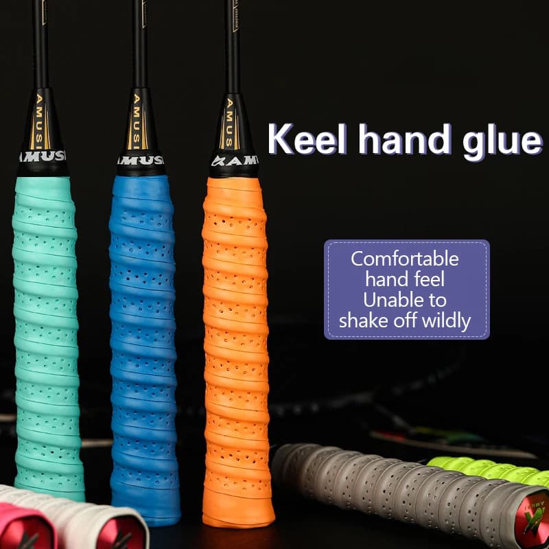 Anti-slip tape for Badminton and Tennis rackets, in Perforated Laminated Rubber, Often, for Grip, Also suitable for fishing