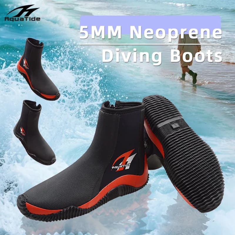 1 pair of 5 mm neoprene diving boots soft high elasticity diving shoes for beach snorkeling surf kayak upper in vulcanized rubber