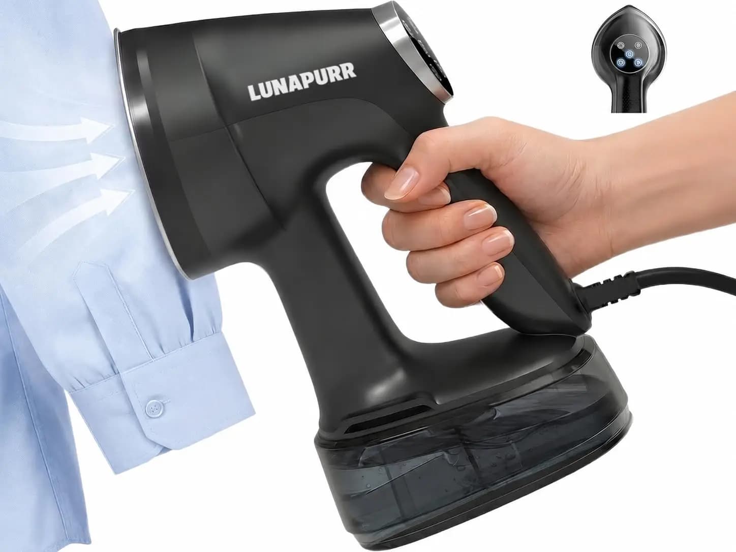 Handheld Vacuum Garment Steamer for Clothes: 2500–4200Pa Adjustable Suction | 400ml Tank, 4 Steam Modes, 15-Second Heat-Up, No-Leak Stable Steam, 110-120V, Portable Travel Steamer