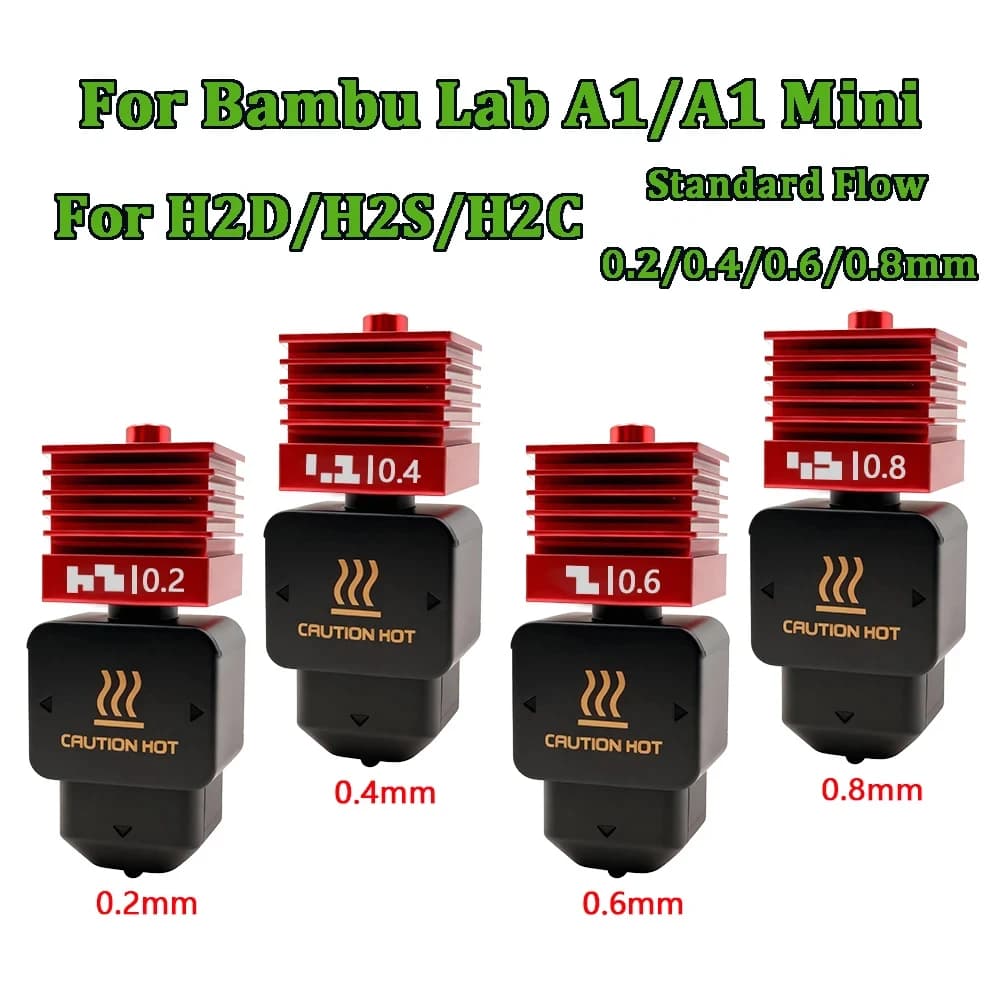 Original P2S H2D H2S H2C Hotend Kit For Bambu Lab Fast Speed Hotend Assembly 0.2/0.4/0.6/0.8mm Hardened steel Nozzle 3D Printer