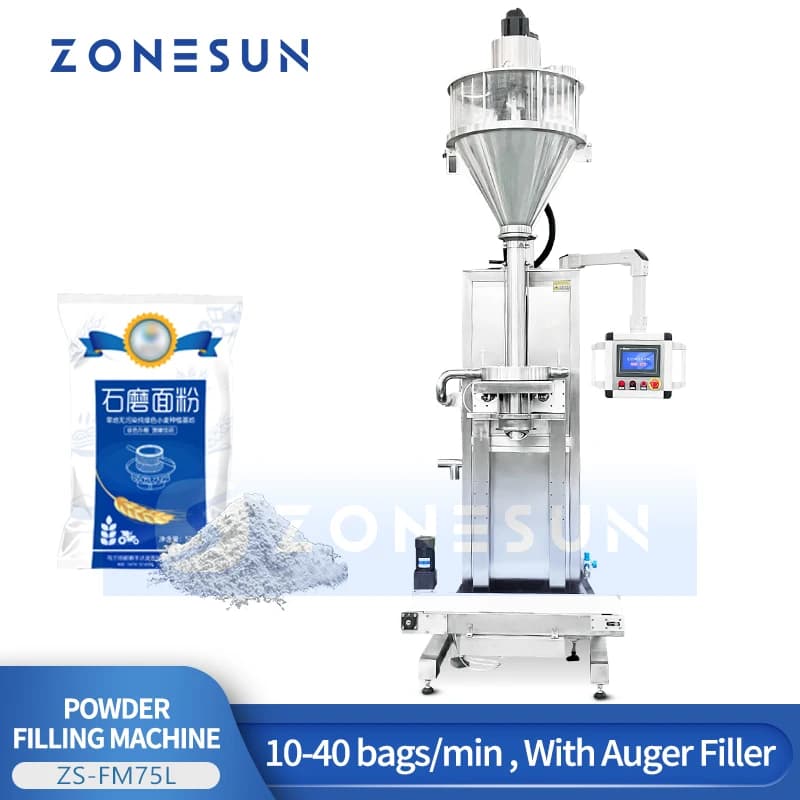 ZONESUN ZS-FM75L Semi-Auto Auger Powder Filler with Weighing Lift System for Protein Coffee Chemical Powder