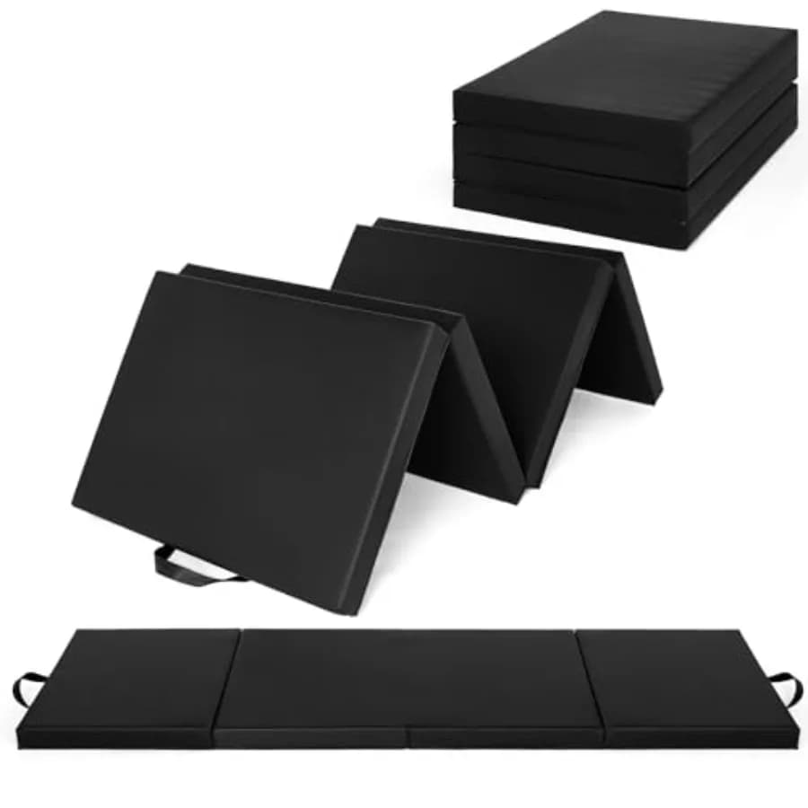 Home gym mat for yoga, pilates, aerobics, martial arts: foldable portable gymnastic mat in 4 parts, 6x2/3 feet, thickness 2 inches, durable foam