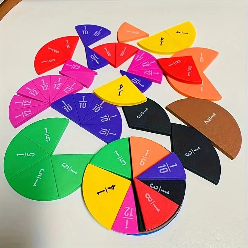 Collegare cerchi delle frazioni Manipolatori delle frazioni dell'unità Cerchio arcobaleno Giochi di frazioni matematiche Giocattolo matematico Montessori per bambini Bambini
