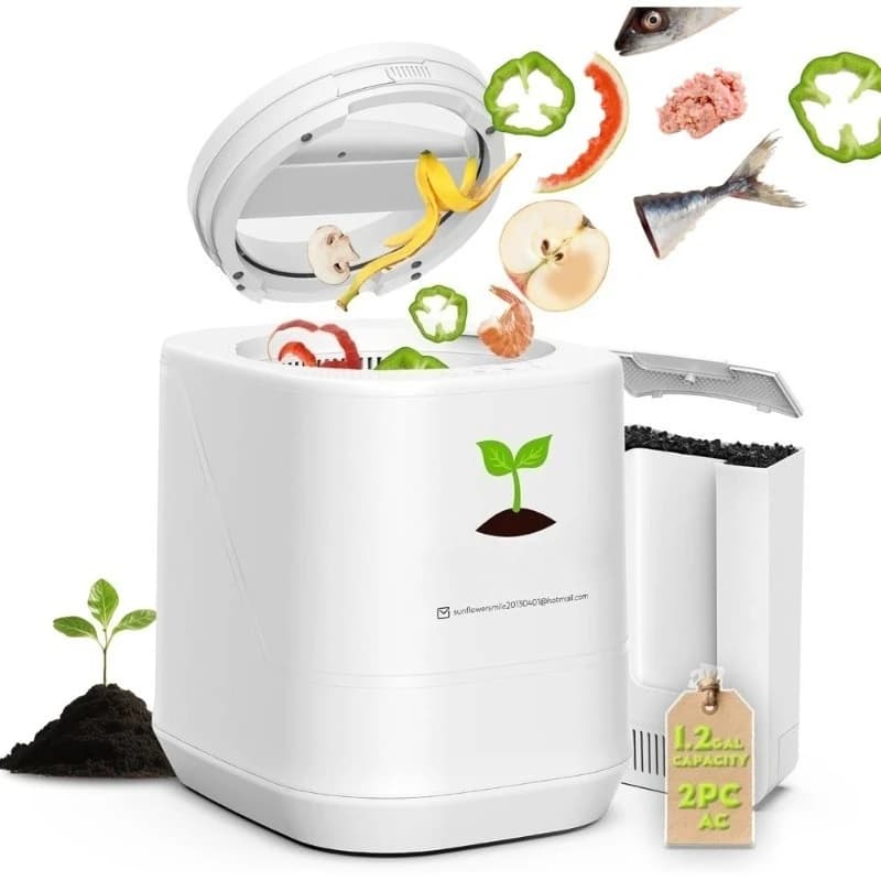 Composto da cucina elettrico Grande bidone per rifiuti intelligente con 2 filtri al carbone Composto da appoggio per interni ed esterni inodore e pulizia automatica