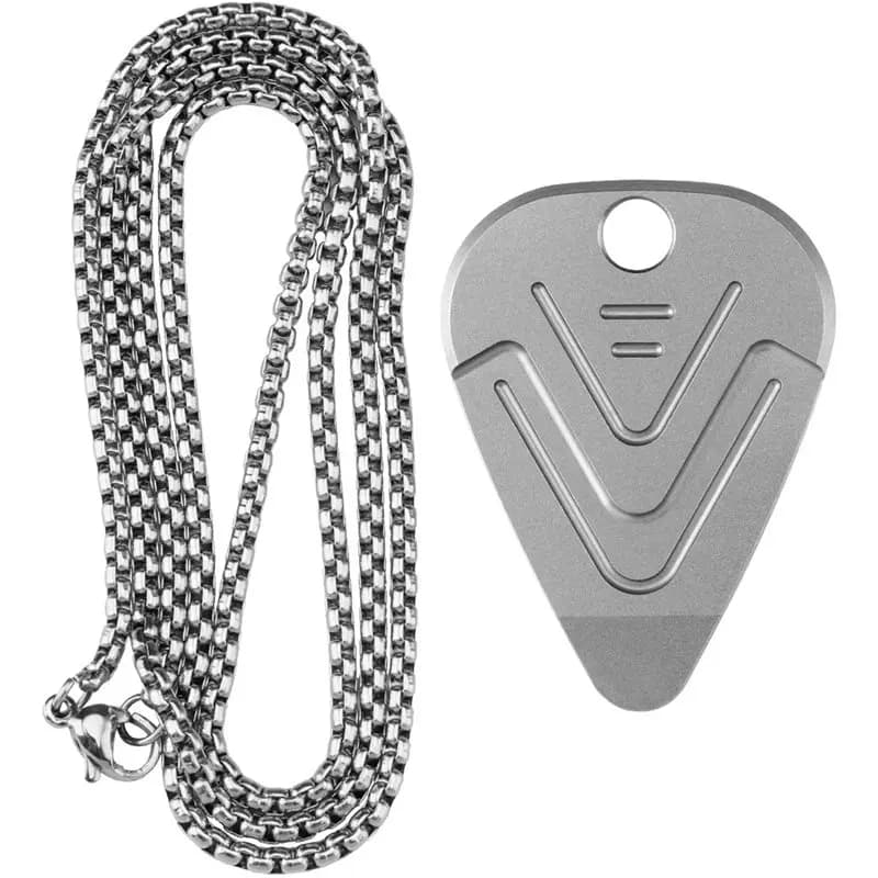 A74K-Portable Titanium Pry Tool Guitar Pick Necklace Anti-Slip Metal Plectrum Musical Accessory Pocket Carry Gift