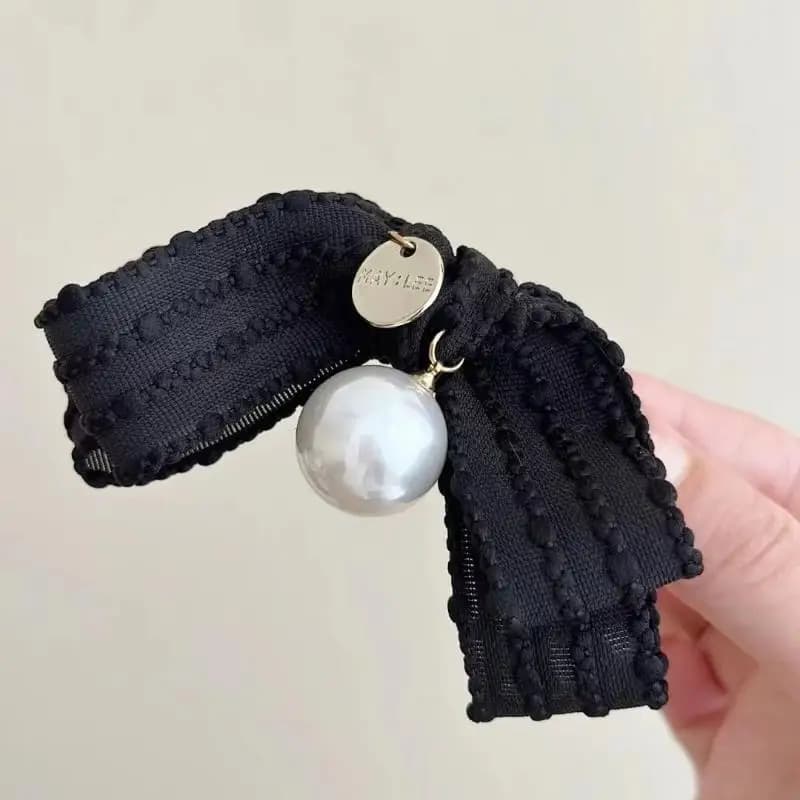 Accessori per capelli con fiocco di perle Clip Temperamento femminile Fermaglio per capelli dolce Clip a becco d'anatra Clip per frangia laterale Fermaglio per capelli con perla