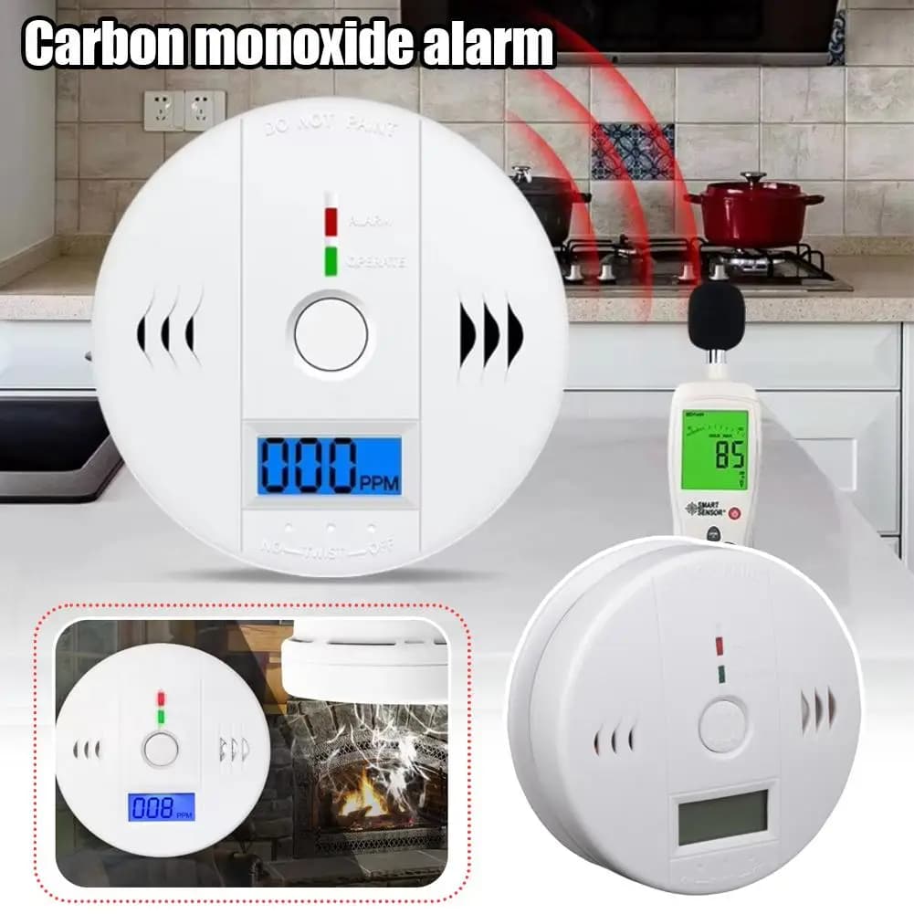 Allarme Digitale Monossido di Carbonio per Uso Domestico con Rilevamento Sensibile, Rilevatore di Fumo con Avviso Sonoro e Display Digitale per Interni