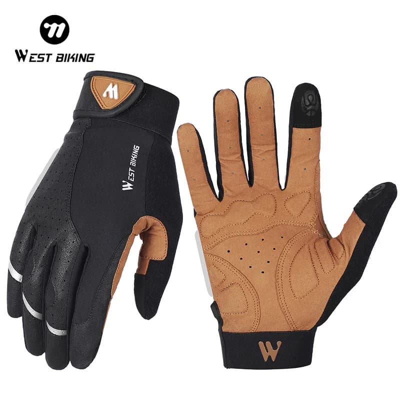 WEST BIKING Motorcycle Outer Shoe Gloves Road Bike Gloves MTB Anti-slip Breathable Gym Training Gloves with Touch Screen