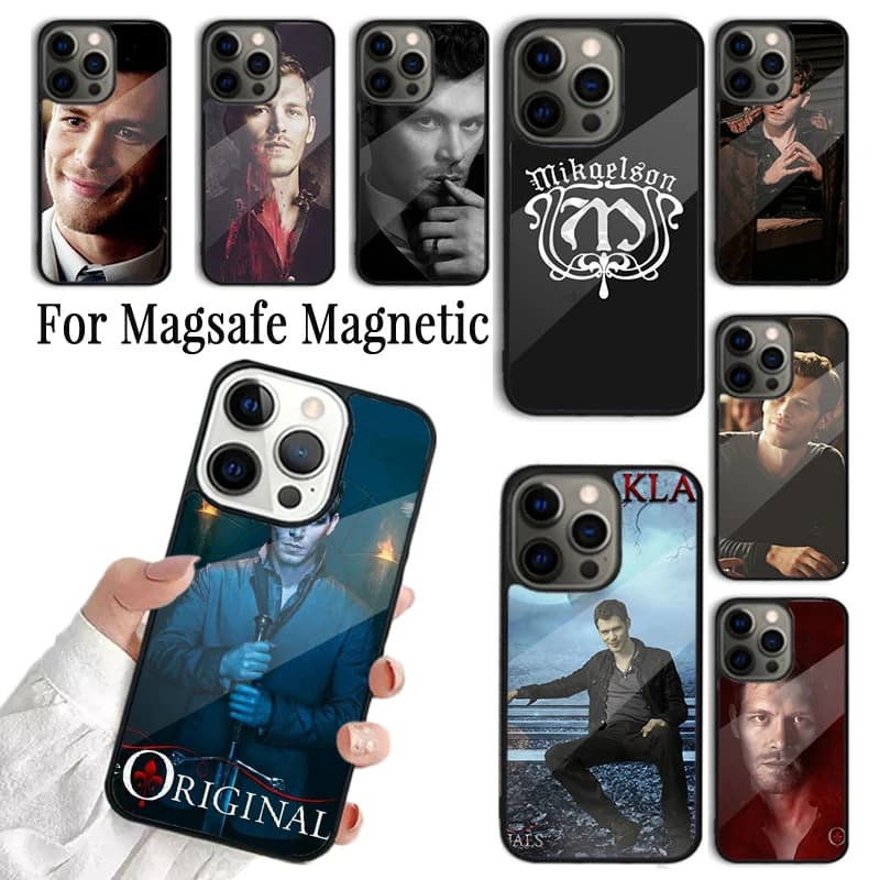 Cover per telefono con motivo Klaus Mikaelson per iPhone 17 AIR 16 15 14 13 12 11 Pro Max Plus, custodia magnetica wireless Magsafe