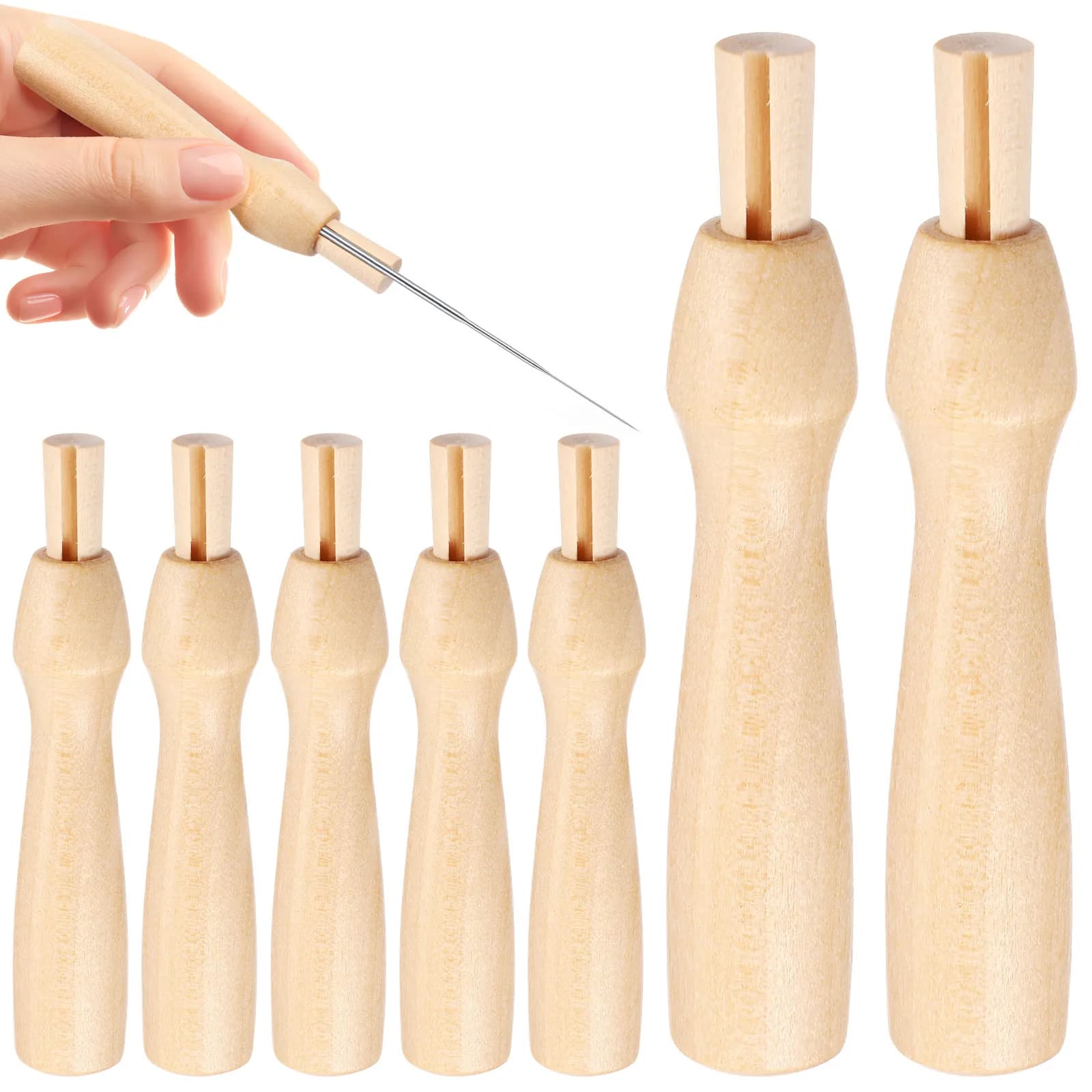 10 Pcs Wooden Handle Punch Needle Tools Replacement Handles Felting Supplies Sewing Crafts Wool Felt Making Diy Needle Felting