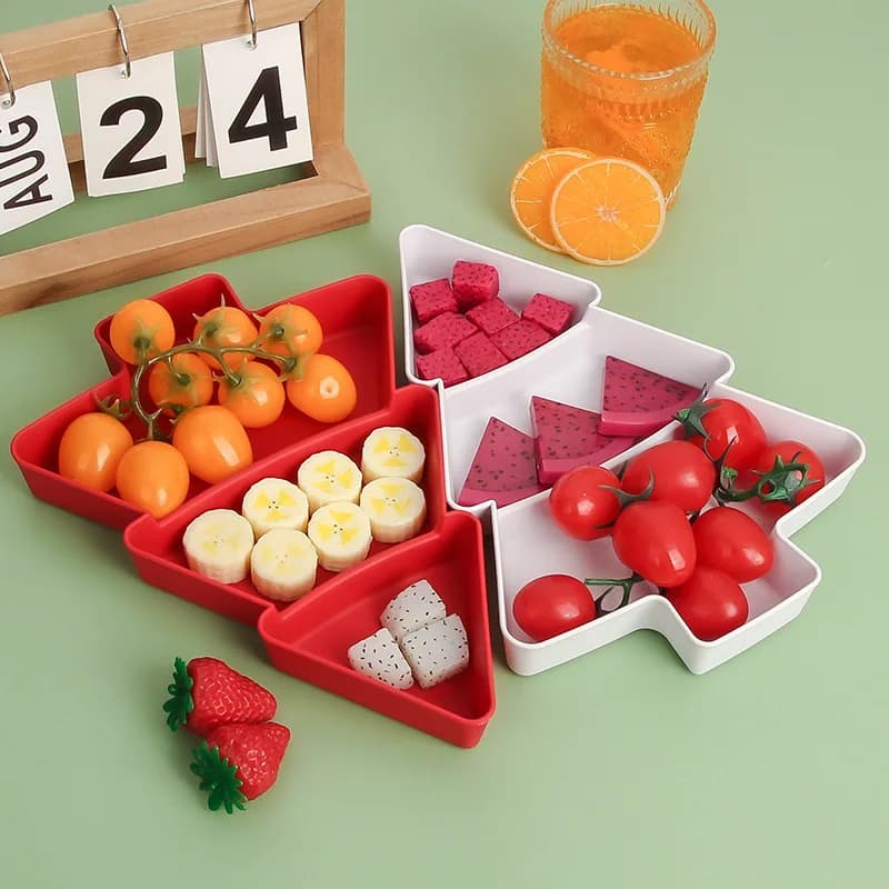 Piatti di frutta secca per albero di Natale Nuovo soggiorno per la casa Piatto di plastica divisorio creativo Piatto di caramelle in tinta unita