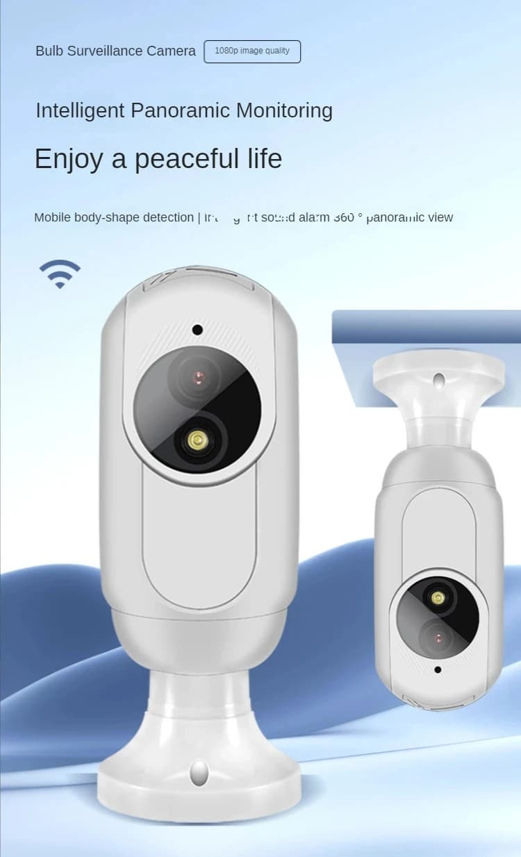Telecamera IP Dome PTZ Wireless a Colori 2MP 1080P YiLot APP E27 con Rilevamento Umanoide AI, Sicurezza Domestica, CCTV, Baby Monitor