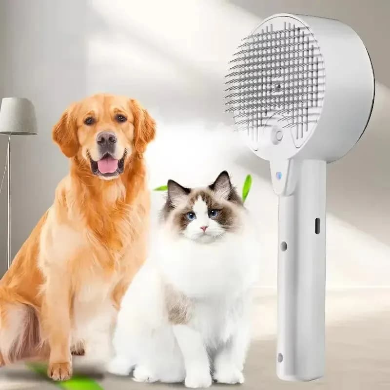 Spazzola Elettrica a Vapore 3 in 1 per Animali Domestici, Pettine per Pulizia e Massaggio con Spray per Cani e Gatti, Antibatterico UV, Pettini per Rimozione Peli