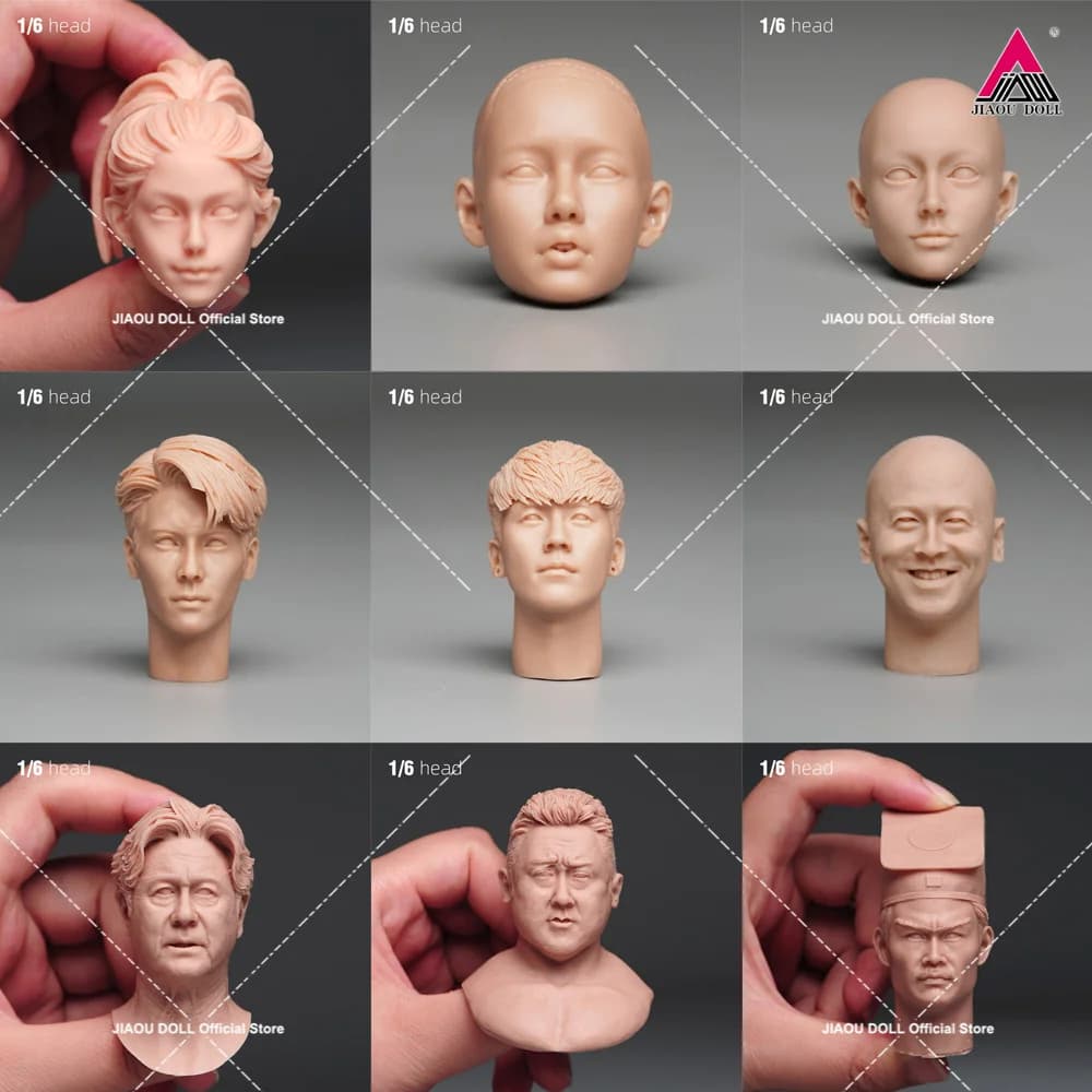 In magazzino non verniciato scala 1/6 Asia Head Sculpt Character Head Carving Model Fit 12 ''maschio femmina soldato Action Figure Body Doll