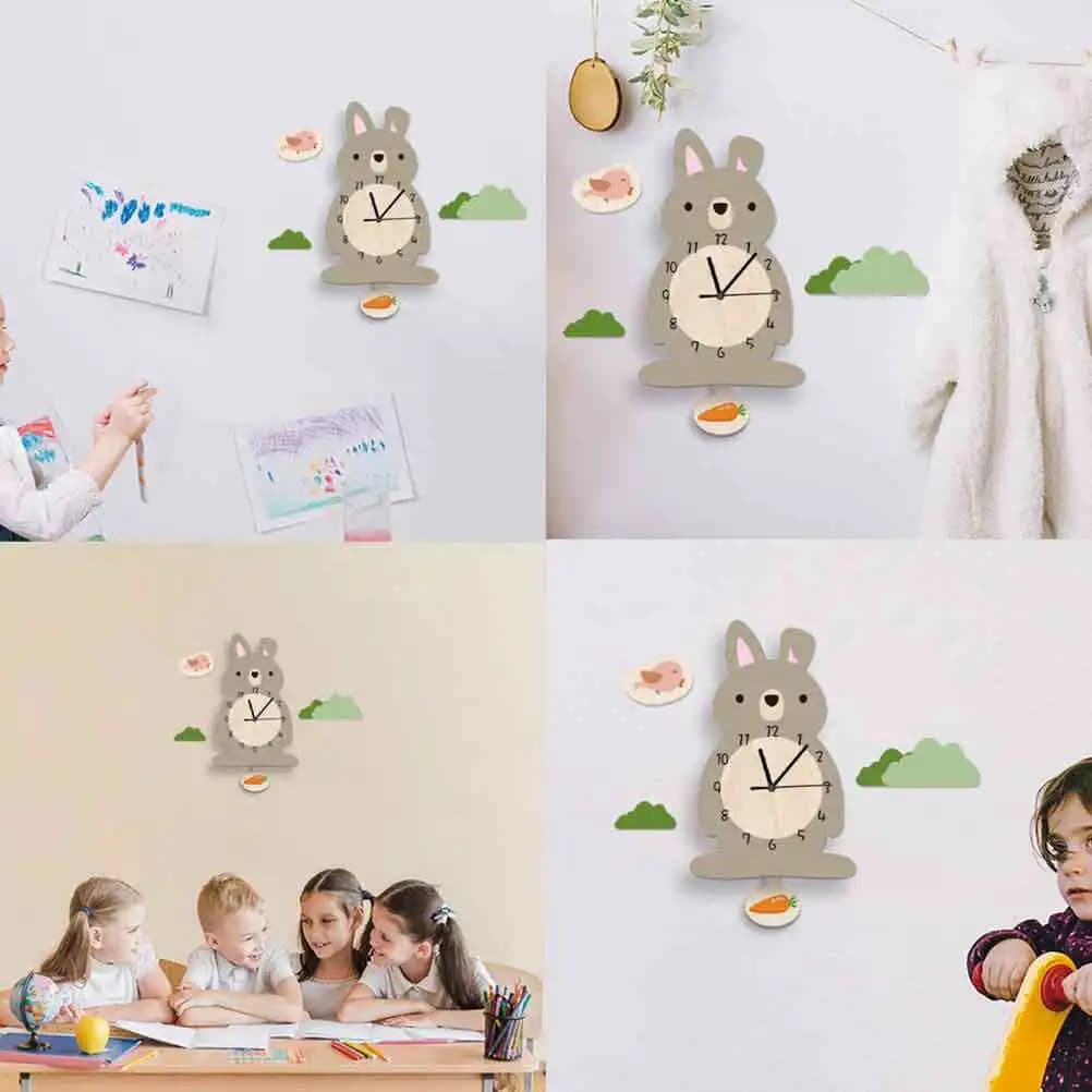 Orologio da parete Boho per bambini, con pendolo, sveglia, artistico, a forma di cartone animato