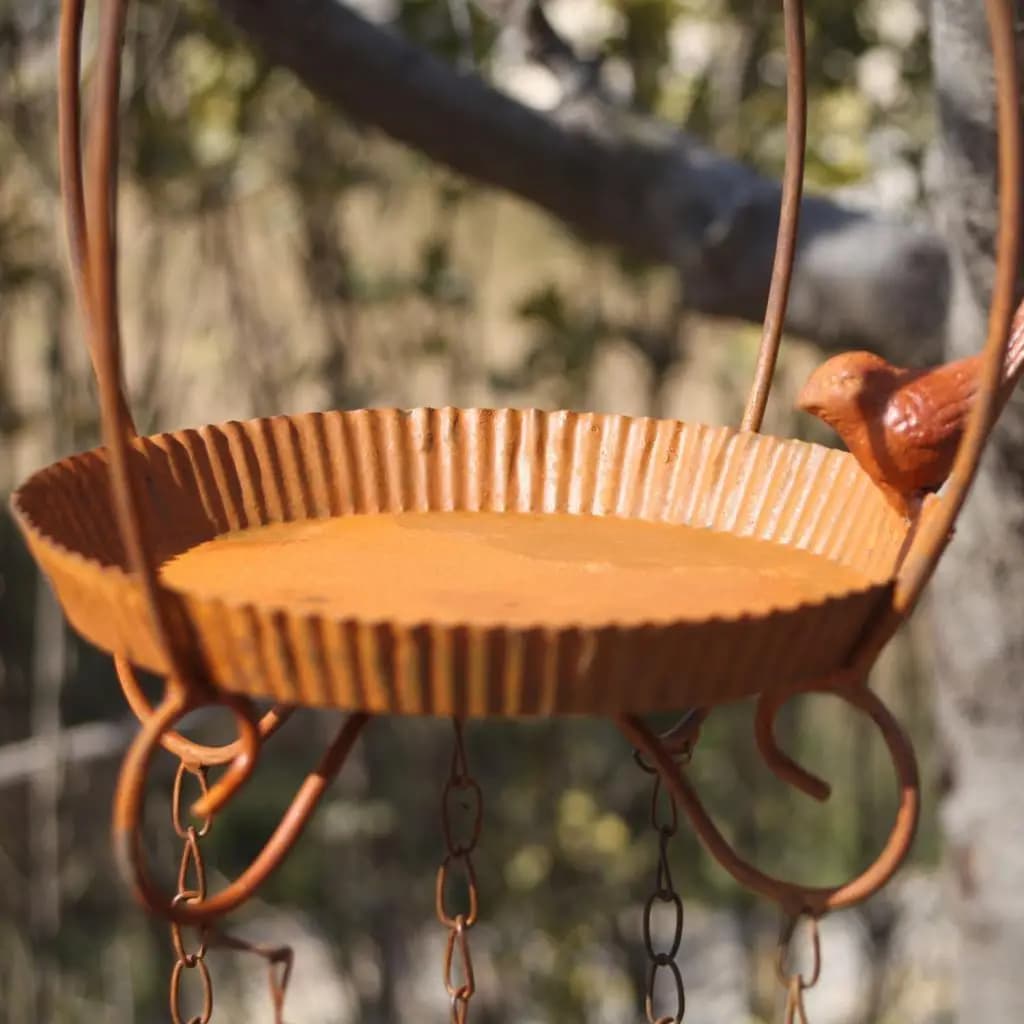 Hanging Bird Feeder Tray Food Dispenser Cage Accessories with Wind Chime for Bird Watchers Goldfinches Tree Attracting Birds