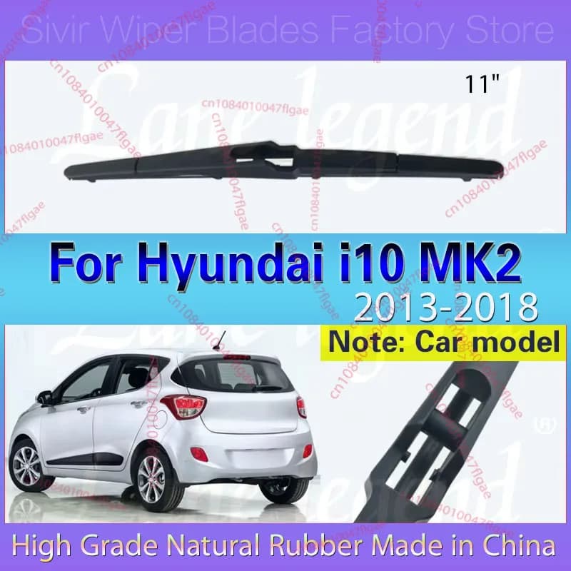 Tergicristallo per auto per Hyundai i10 MK2 2013 2014 2015 2016 2017 2018 Spazzola tergicristallo posteriore Parabrezza Parabrezza Finestra pulita Spazzola antipioggia 11"