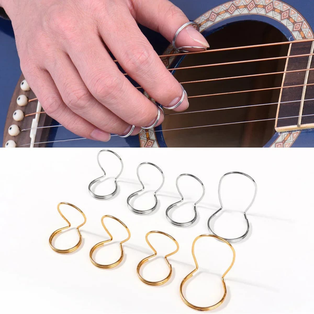 4 pezzi/set plettri per chitarra in metallo 3 pezzi plettri per dito + 1 pezzo plettro per pollice per accessori per chitarra elastica con punta delle dita protezione per la punta delle dita