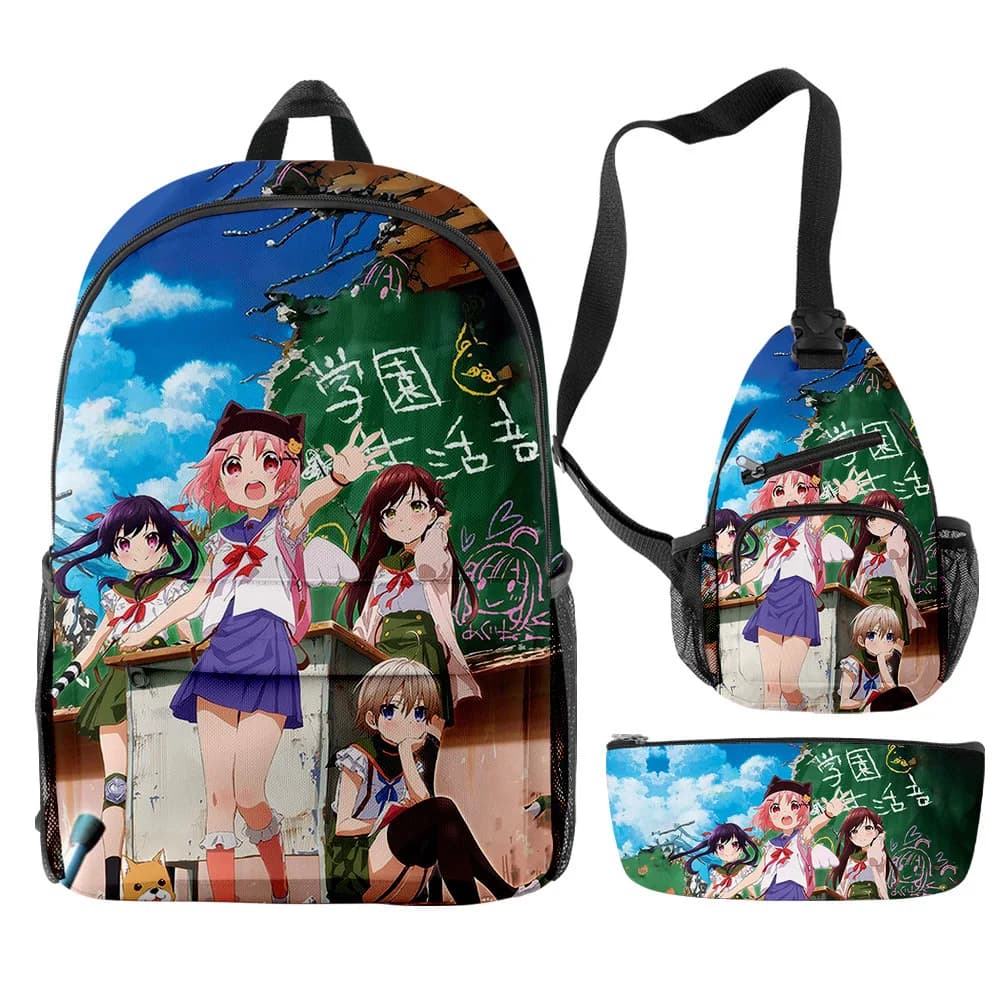 Set of 3 Pieces of School Backpacks with 3D Print, Classical and Original Design, Laptop Travel Backpack, Shoulder Bag