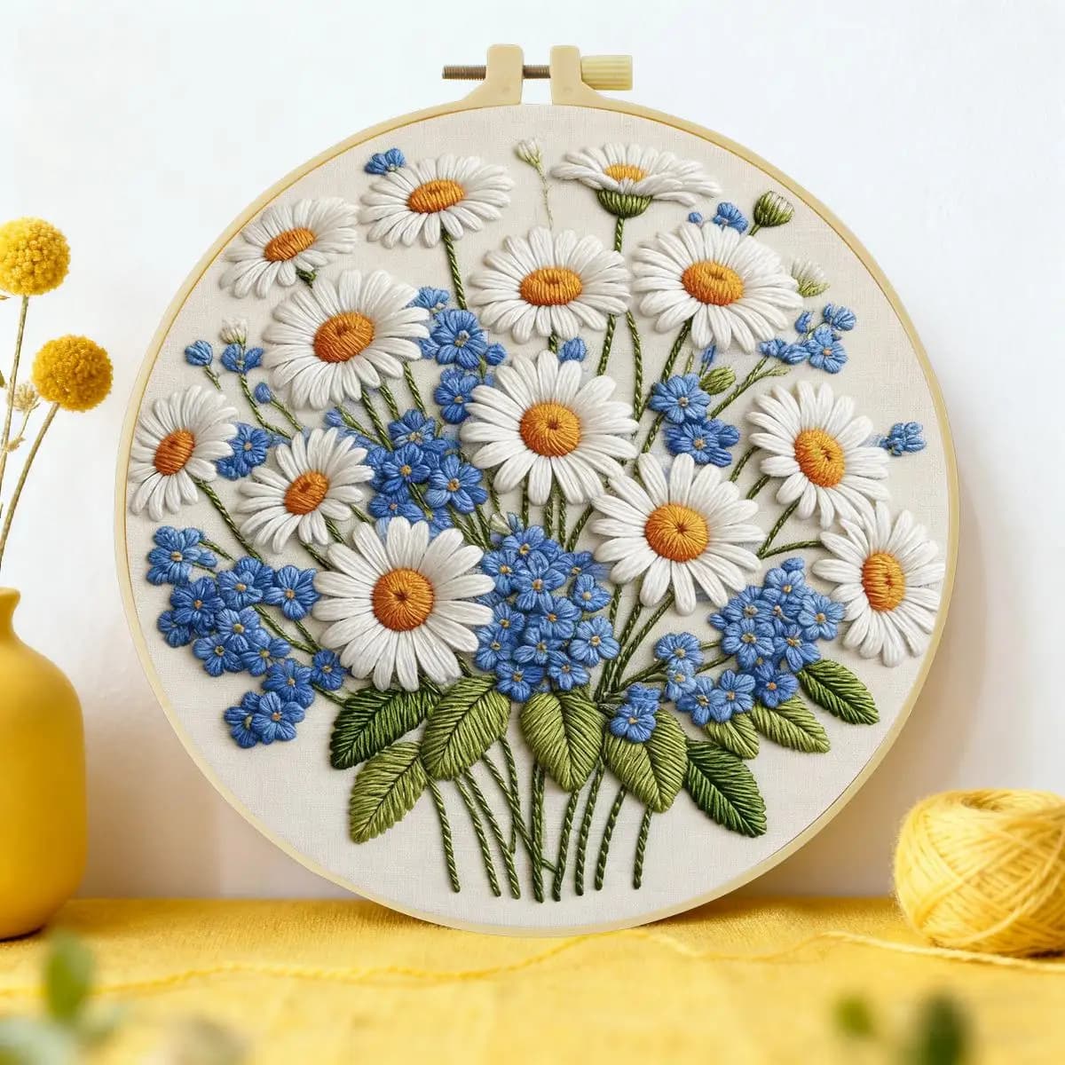 1pc 20X20CM/15X15CM 7.87/6.3inch Bouquet Embroidery Starter Kit DIY Kit DIY Embroidery Kit Manualidades Sewing Art
