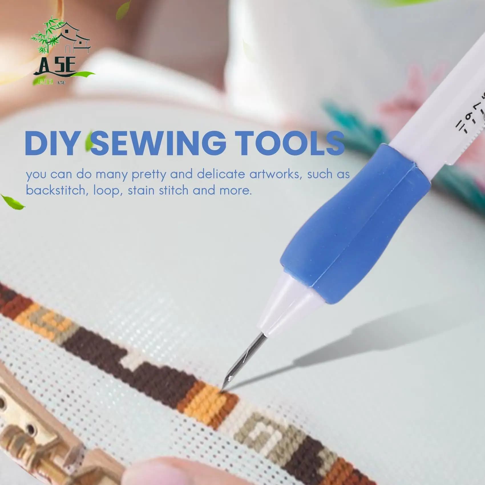 A05E-Embroidery Stitching Punch Needle Set Embroidery Pen With Plastic Box For Embroidery Threaders DIY Sewing, 3 Sizes