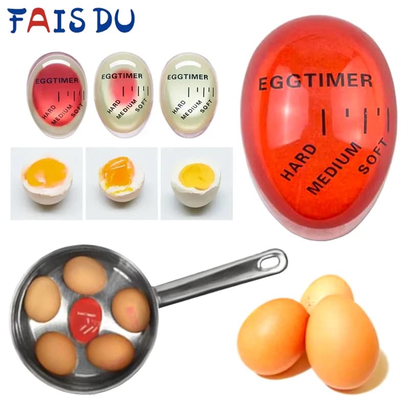 FAIS DU Egg Timer Cucina Gadget elettronico Colore Uovo Cottura Cambiando Yummy Morbido Duro bollito Resina ecologica Strumenti timer rosso