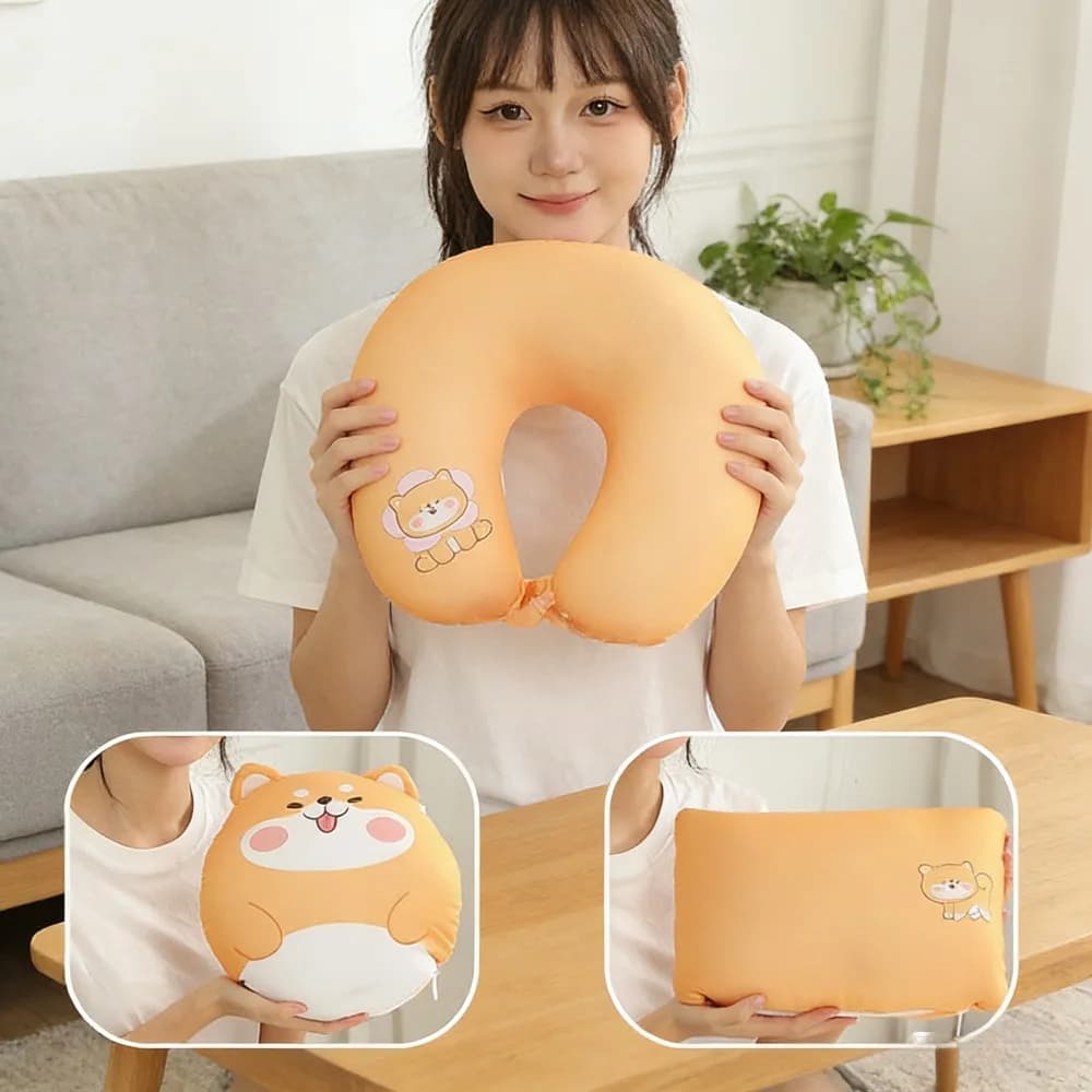 Cuscino a U 3 in 1 Multifunzionale per Supporto del Collo, per Ufficio, Riposo, Viaggio, Cuscino Decorativo per Divano, Deformabile e Confortevole