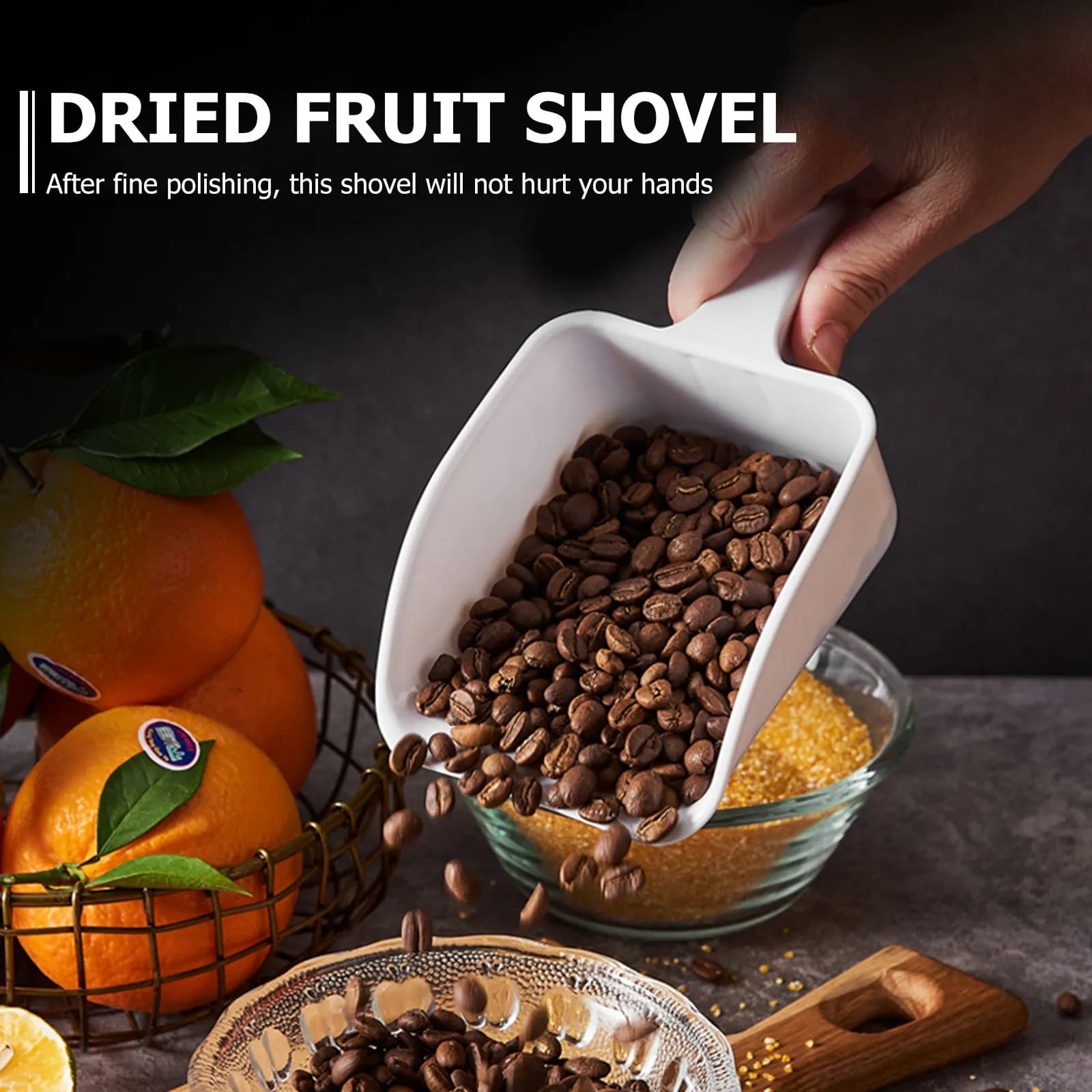 Plastic Flour Shovel Lightweight Ice Scooper Cube Dried Fruit Kitchen Gadget Smooth Edge Easy Clean Comfort Grip Home Bar Party
