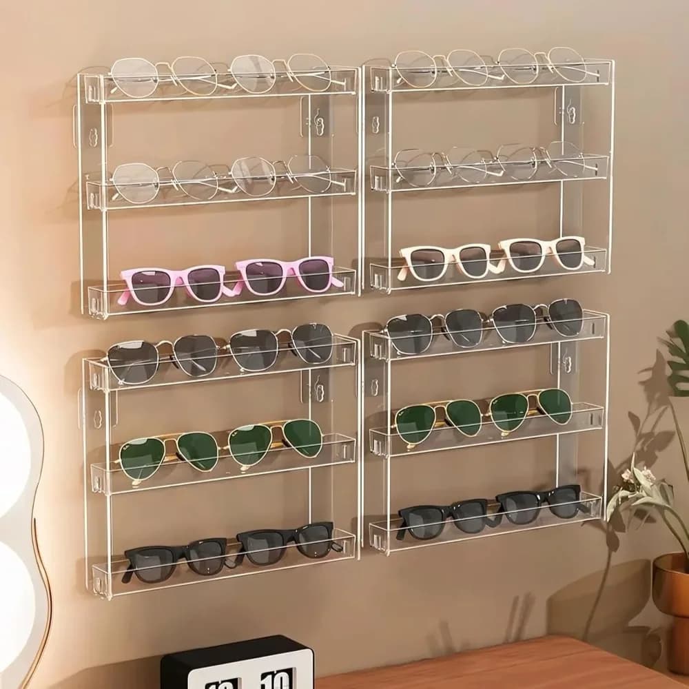 Espositore acrilico da parete a 3 livelli – Organizer multiuso trasparente per smalti, occhiali alla moda, spezie da cucina