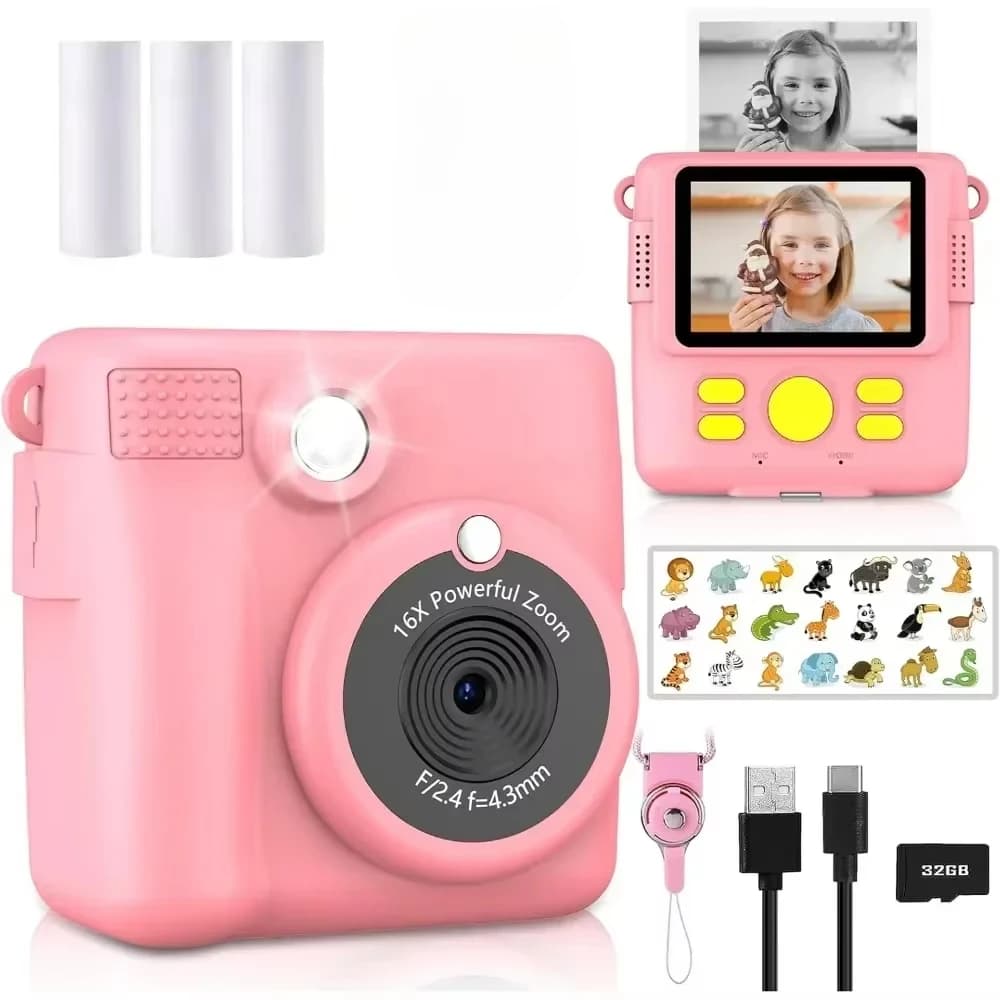 Camera with instant print for children, children's camera with multi image, Christmas birthday gifts for boys and girls 3-12 years old