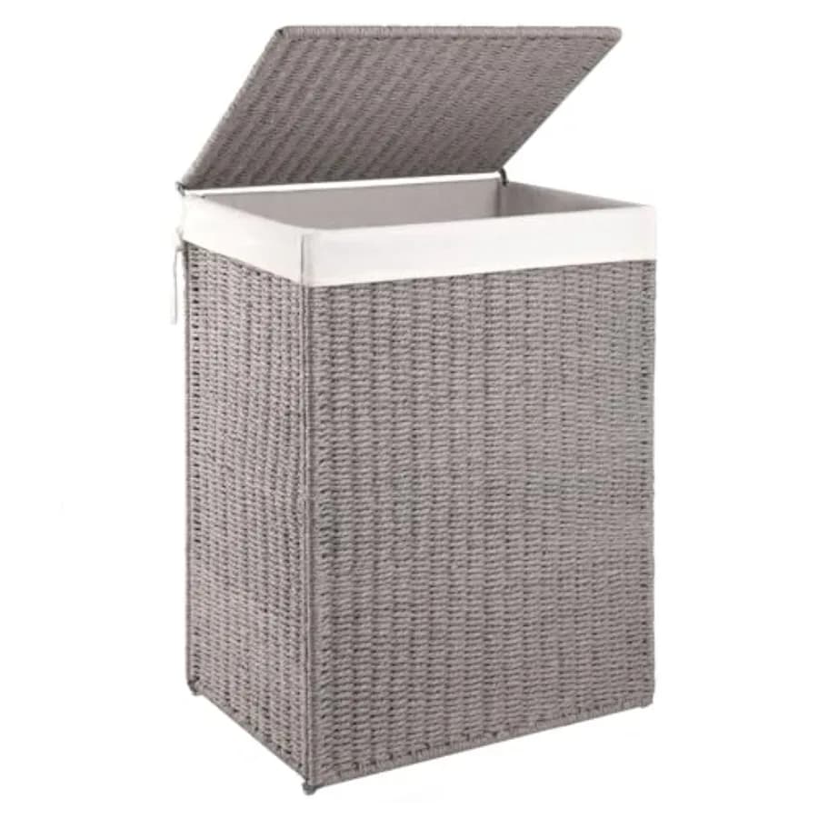 Wallet basket with Cover 90L (23.8 Gal) in Wickers Braided with Handbags Removable and Manici, Foldable