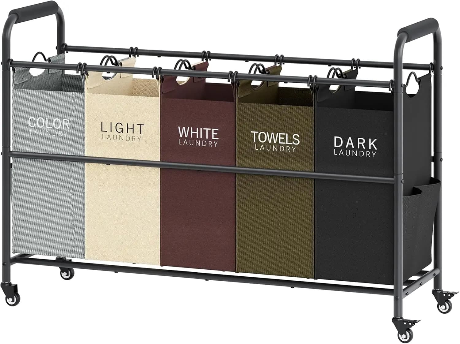 Trolley 5 compartments with Wheels Lockable, Basket Wallet Robusto on Wheels for Conservation Clothes in 5 Colors