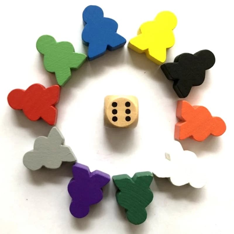10 PZ con 1 dadi di legno Grande umanoide di legno Grandi Meeples Pezzi degli scacchi Per Meeple Carcassonne Accessori per giochi da tavolo 1.9*2.4*1 CM