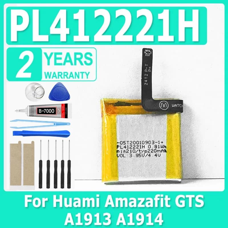 XDOU 220mAh PL 412221 H Nuova batteria per Huami Amazafit GTS A1913 A1914 Batteria per smartwatch 412221 + Strumenti gratuiti