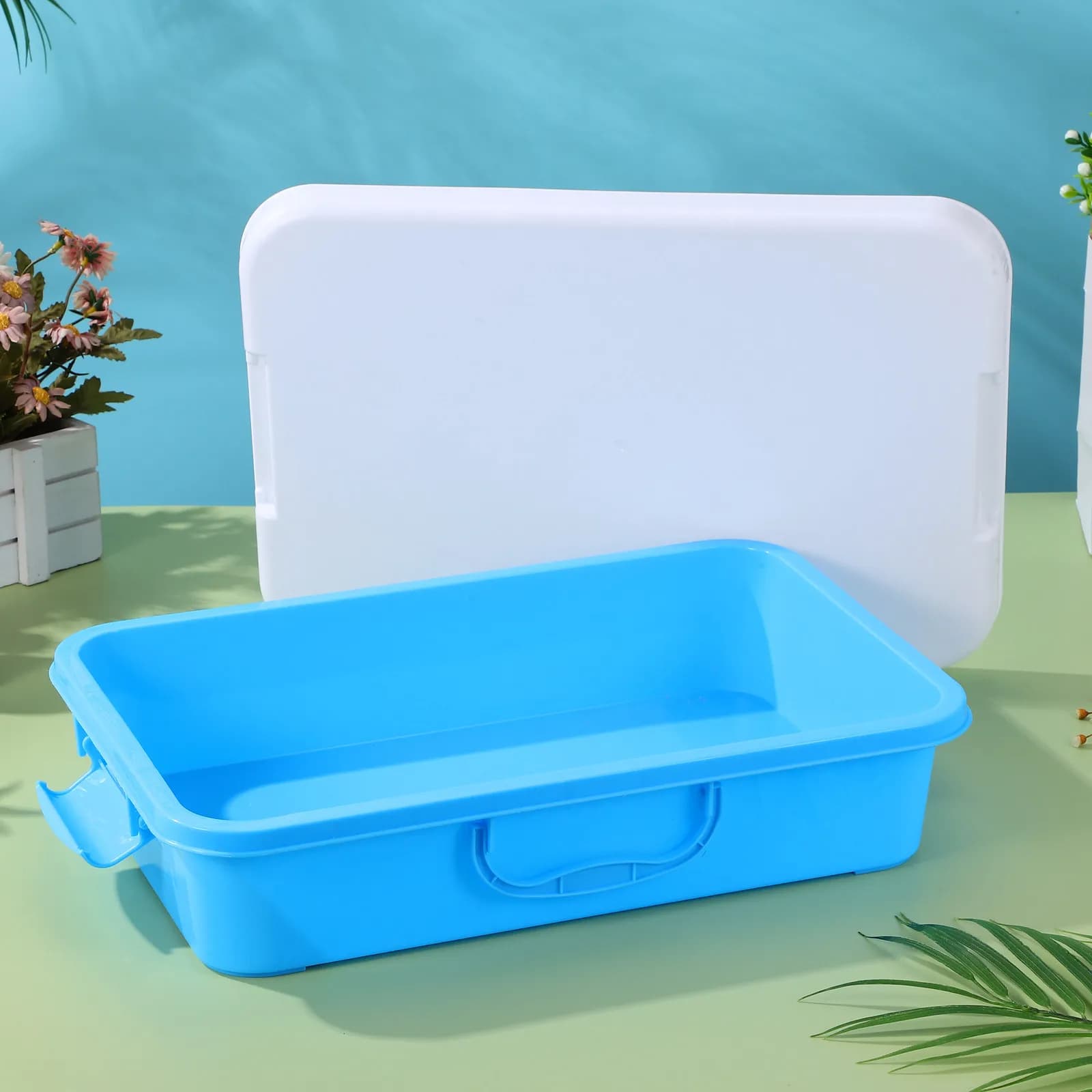Scatola di Sabbia Portatile con Coperchio, Grande Capacità, per Bambini, Uso Interno ed Esterno